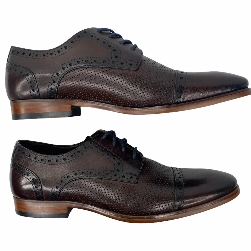 Tallia Vito Cap Toe Lace-Up Brown Oxford Shoes